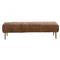 Dominick Regency Brown Upholstered Leather Gold Iron Entryway Bench|Kathy Kuo Home