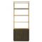 Finn Hollywood Regency Brown Oak Wood Gold Iron 4 Tier Open Back Bookcase|Kathy Kuo Home