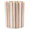 Pigeon and Poodle Ashford Mid Century Brown Bamboo White Striped Waste Basket|Kathy Kuo Home