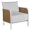 Havana Performance Cushion White Woven Cane Outdoor Lounge Arm Chair|Kathy Kuo Home