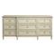 Century Madeline French Country Antique Grey Wood Gold Leaf Accent 9 Drawer Dresser|Kathy Kuo Home