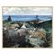 Cory Rustic Lodge Beige Frame Rocky Landscape Painting