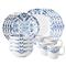 Juliska Iberian Indigo Coastal White Ceramic 16 Piece Place Setting|Kathy Kuo Home