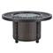 Hermine French Black Aluminum Brown Woven Wicker Base Outdoor Fire Pit Table|Kathy Kuo Home