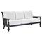 Hermine French Country Black Aluminum White Upholstered Outdoor Sofa - 85&quot;W|Kathy Kuo Home