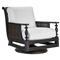 Hermine French Country Black Aluminum White Upholstered Outdoor Swivel Chair|Kathy Kuo Home