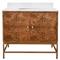 Worlds Away Clifford Modern Classic White Marble Burl Wood Vanity Sink - 37&quot;|Kathy Kuo Home
