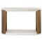 Chapman Mid Century White Concrete Brass Steel Base Outdoor Console Table|Kathy Kuo Home