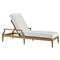 Dahliah Coastal White Cushion Beige Wicker Natural Teak Outdoor Chaise Lounge|Kathy Kuo Home