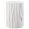 Jenia Coastal Beach White Cast Concrete Round Drum Outdoor Side Table|Kathy Kuo Home