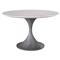 Jesiel French White Faux Marble Grey Concrete Round Outdoor Dining Table - 48&quot;W|Kathy Kuo Home