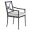 Lindale French Country White Cushion Grey Aluminum Outdoor Dining Arm Chair|Kathy Kuo Home