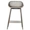 Mark Industrial Loft Grey Steel Low Back Outdoor Counter Stool - Set of 2|Kathy Kuo Home