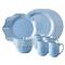 Juliska Berry &amp; Thread French Chambray Blue Ceramic 16 Piece Place Setting|Kathy Kuo Home