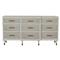 Leona French Parchment White Mahogany Linen Front Tapered Legs 9 Drawer Dresser|Kathy Kuo Home