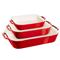 Staub Modern Classic Cherry Red Ceramic Rectangular 3 Piece Baking Dish Set|Kathy Kuo Home