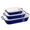 Staub Modern Classic Dark Blue Ceramic Rectangular 3 Piece Baking Dish Set|Kathy Kuo Home