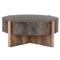 Brandon Rustic Black Iron Top Brown Oak Wood Base Round Coffee Table|Kathy Kuo Home