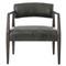 Pia Mid Century Modern Black Upholstered Leather Smoky Brown Wood Arm Chair|Kathy Kuo Home