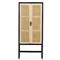 Corazon Coastal Beach Black Mango Wood Natural Cane Door Armoire Cabinet|Kathy Kuo Home