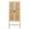 Corazon Coastal Beach Beige Mango Wood Natural Cane Door Armoire Cabinet|Kathy Kuo Home