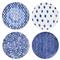 Santorini Global Bazaar Blue Ceramic Dinner Plates - Set of 4|Kathy Kuo Home