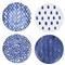 Santorini Global Bazaar Blue Ceramic Salad Plates - Set of 4|Kathy Kuo Home