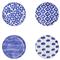 Santorini Global Bazaar Blue Ceramic Assorted Cocktail Plates - Set of 4|Kathy Kuo Home