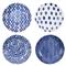 Santorini Global Bazaar Blue Ceramic Assorted Pasta Bowls - Set of 4|Kathy Kuo Home