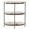 Kian Mid Century Grey Marble Antique Brass Iron Oval Shelving Side Table|Kathy Kuo Home