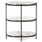 Kian Mid Century Grey Marble Hammered Iron Oval Shelving Side Table|Kathy Kuo Home
