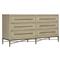 Milly Mid Century Modern Brown Oak Wood Gold Frame 6 Drawer Double Dresser|Kathy Kuo Home
