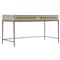 Milly Mid Century Modern Brown Oak Wood Gold Frame 2 Drawer Writing Desk|Kathy Kuo Home