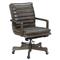George Rustic Lodge Dark Brown Leather Upholstered Swivel Conference Office Chair|Kathy Kuo Home