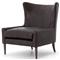 Paola Mid Century Vintage Dark Brown Leather Wood Wing Lounge Chair|Kathy Kuo Home