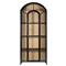 Stancil Industrial Brown Oak Wood Black Iron Clear Glass Door Arch Display Case|Kathy Kuo Home