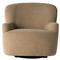 Kaden Modern Brown Upholstered Boucle Wood Frame Wingback Swivel Arm Chair|Kathy Kuo Home