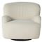 Kaden Modern Classic Cream Upholstered Boucle Brown Wood Wingback Swivel Arm Chair|Kathy Kuo Home