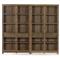 Clarence Rustic Lodge Brown Oak Wood 4 Glass Door 8 Shelf Double Display Case|Kathy Kuo Home