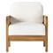 Tropica Coastal Beach Natural Teak White Upholstered Faux Rattan Outdoor Lounge Chair|Kathy Kuo Home