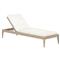 Cheryl Classic White Cushion Natural Teak Wood Frame Outdoor Chaise Lounge|Kathy Kuo Home