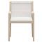 Cheryl Modern White Cushion Woven Rope Natural Teak Outdoor Dining Arm Chair|Kathy Kuo Home
