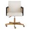 Mariya Coastal White Upholstered Natural Rattan Black Wood Office Chair|Kathy Kuo Home