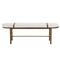 Usman Mid Century Beige Performance Antique Brass Steel Entryway Bench|Kathy Kuo Home