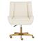 Weberg Hollywood Regency White Upholstered Matte Gold Steel Office Chair|Kathy Kuo Home