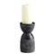 Olivia Modern Classic Black Ceramic Candlestick Candleholder - Small|Kathy Kuo Home