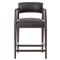 Pia Rustic Lodge Ebony Black Upholstered Leather Dark Brown Oak Counter Stool|Kathy Kuo Home