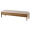 Ayra Grey Upholstered Dawn Brown Herringbone Oak Wood Bench|Kathy Kuo Home