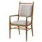 Ayra Grey Upholstered Back Brown Oak Dining Arm Chair|Kathy Kuo Home
