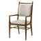 Ayra Grey Upholstered Back Dusk Brown Oak Dining Arm Chair|Kathy Kuo Home